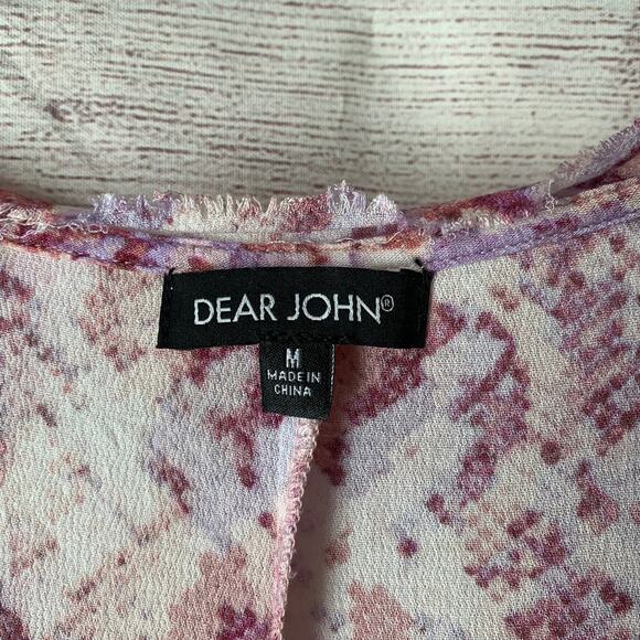 Dear John Pink Geometric Pattern Blouse Sleeveless Scoop Neckline Top Size M - Picture 9 of 15